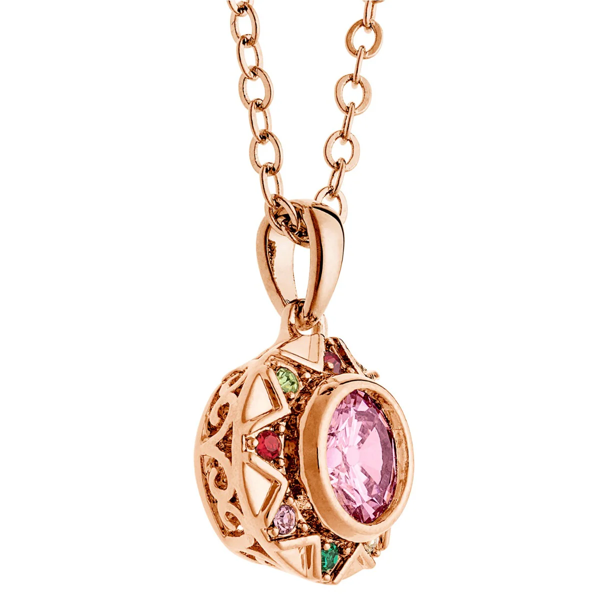 14K Rose Gold Plated Birthstone Starburst Necklace - Image 2