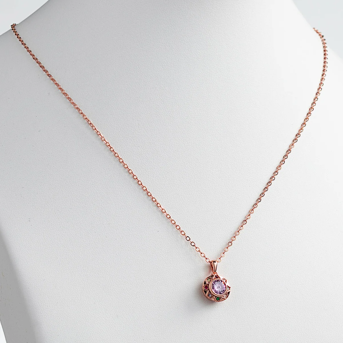 14K Rose Gold Plated Birthstone Starburst Necklace - Image 3