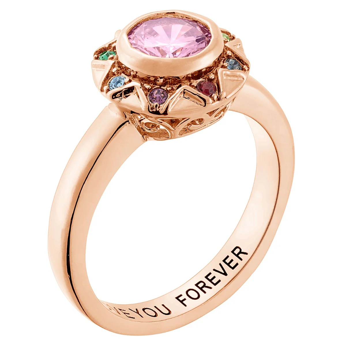 14K Rose Gold Plated Birthstone Starburst Ring - Image 2
