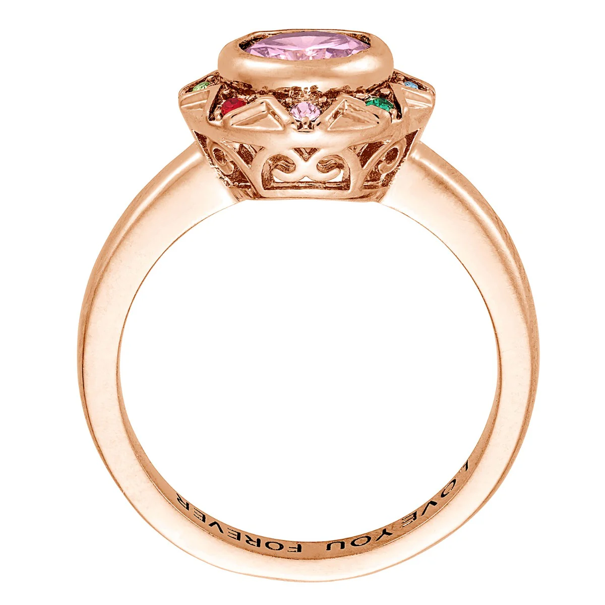 14K Rose Gold Plated Birthstone Starburst Ring - Image 3