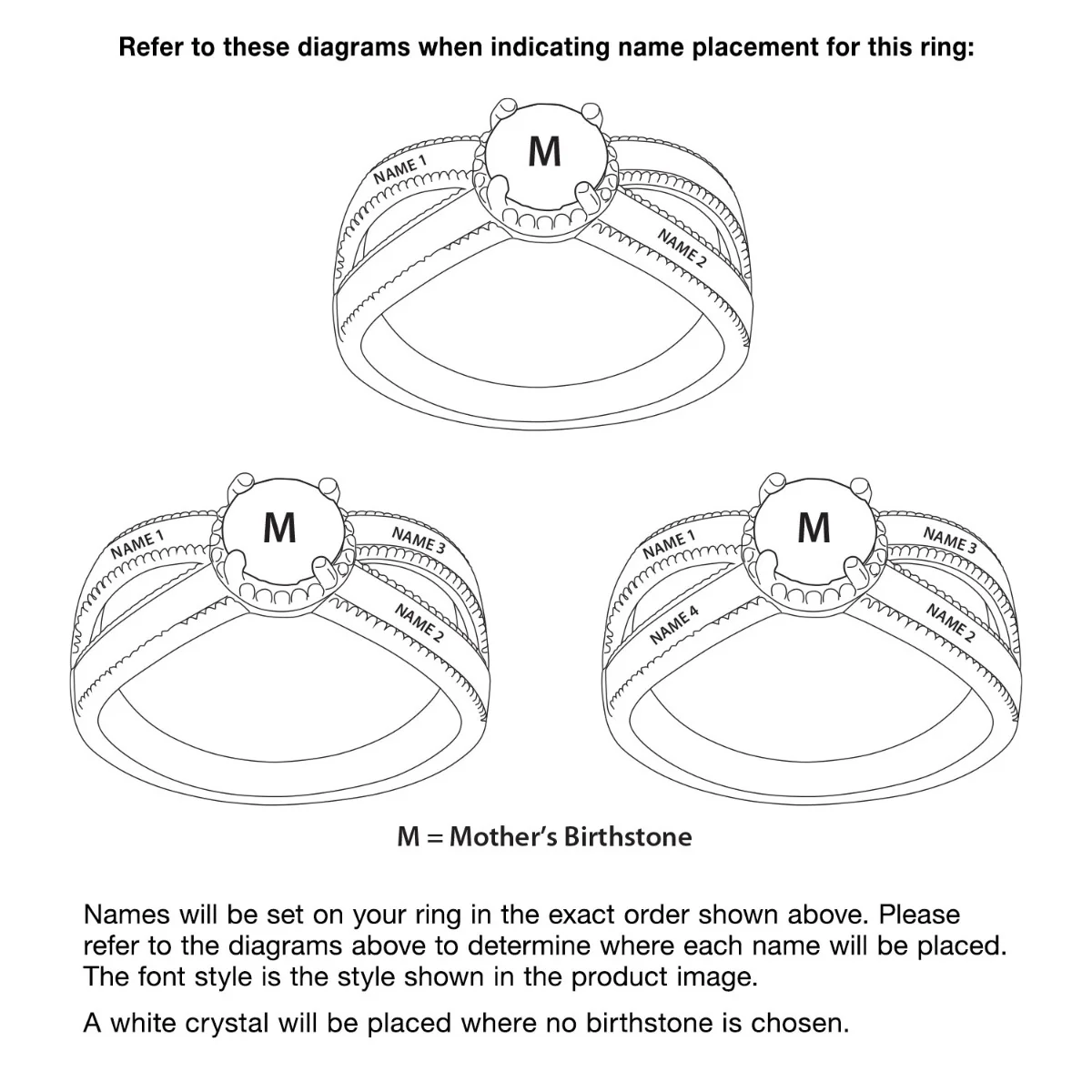 14K Rose Gold Plated Mother's Round Birthstone Family Name Ring - Image 4
