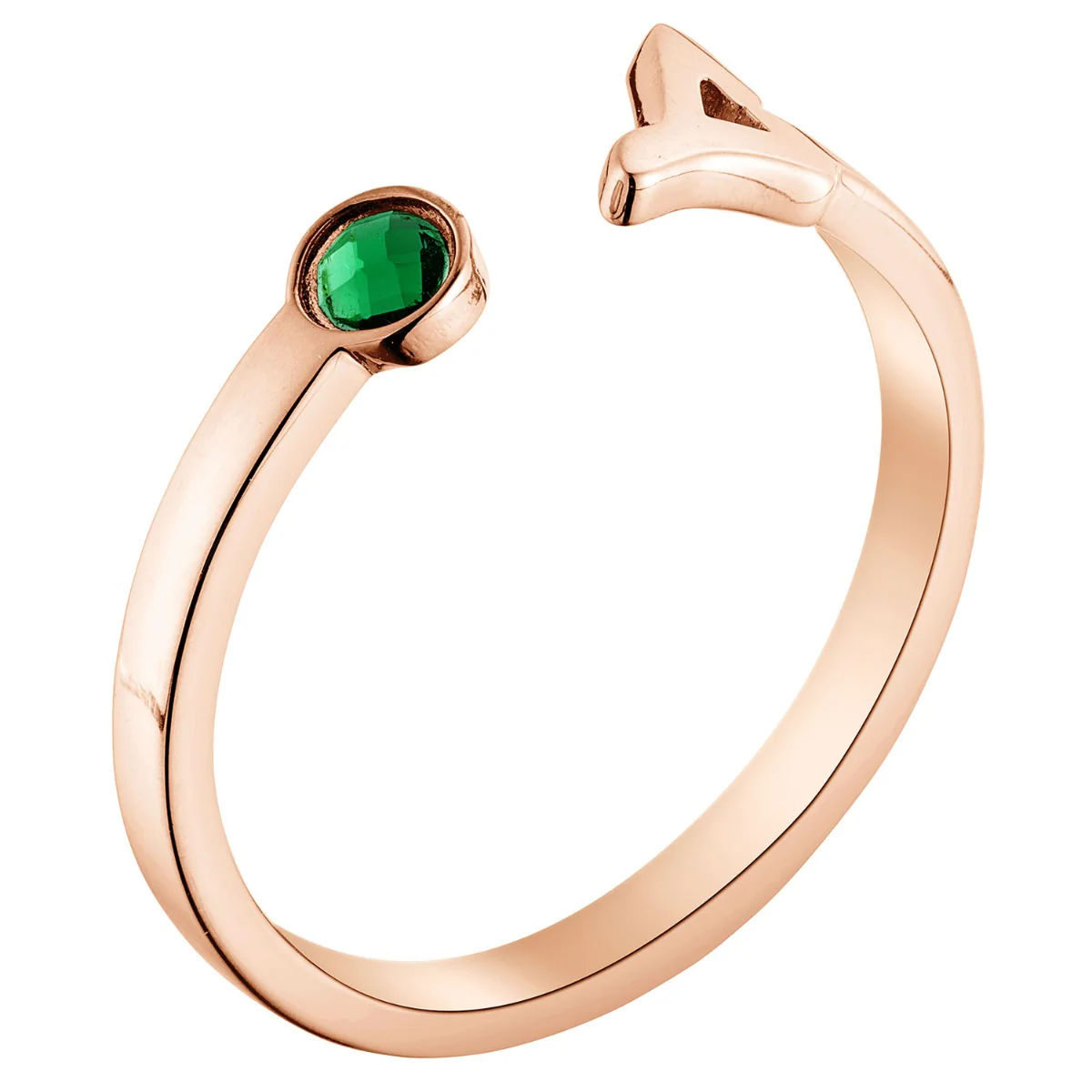14K Rose Gold Plated Script Initial with Birthstone Ring - Image 2