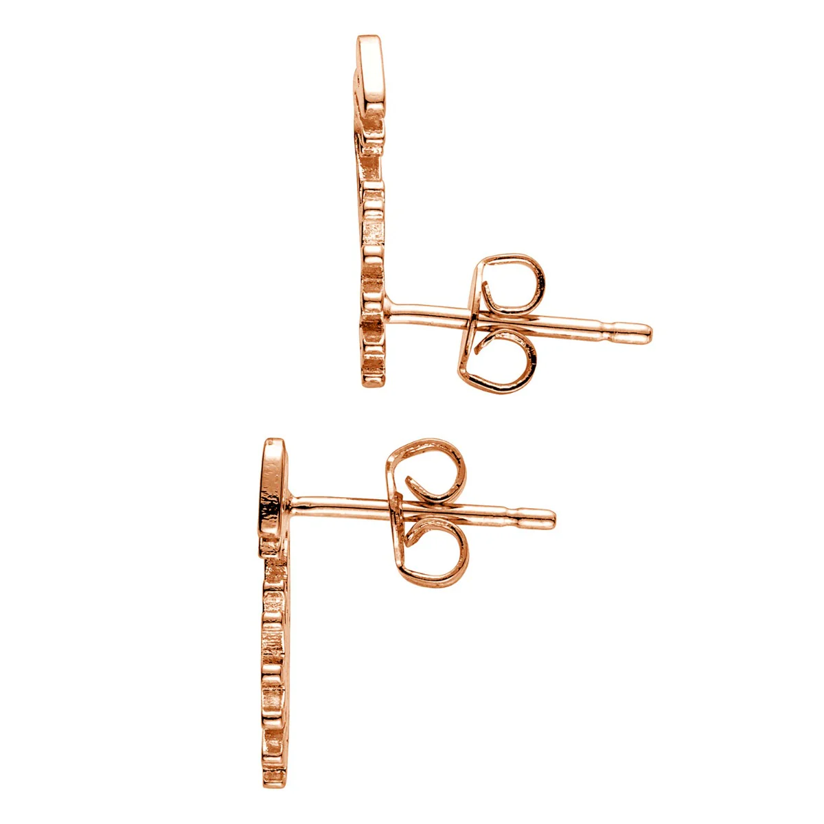 14K Rose Gold Plated Script Name with Crown Crawler Earrings - Image 3