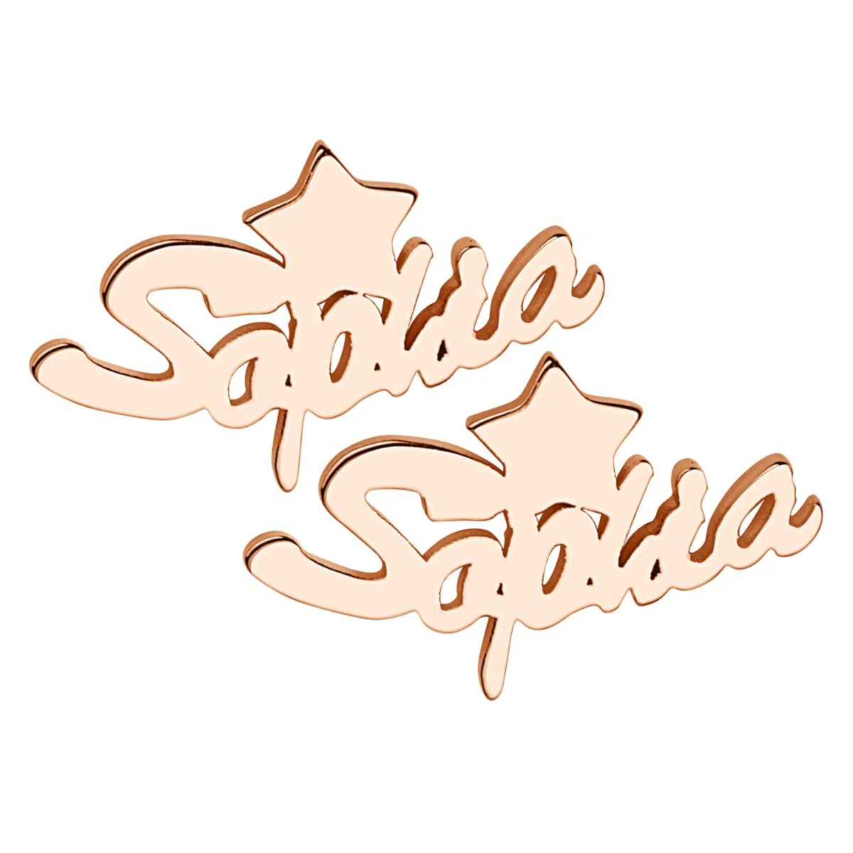 14K Rose Gold Plated Script Name with Star Crawler Earrings