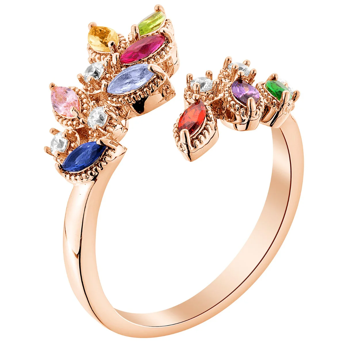 14K Rose Gold Plated Vintage Marquise Birthstone Ring - Image 2
