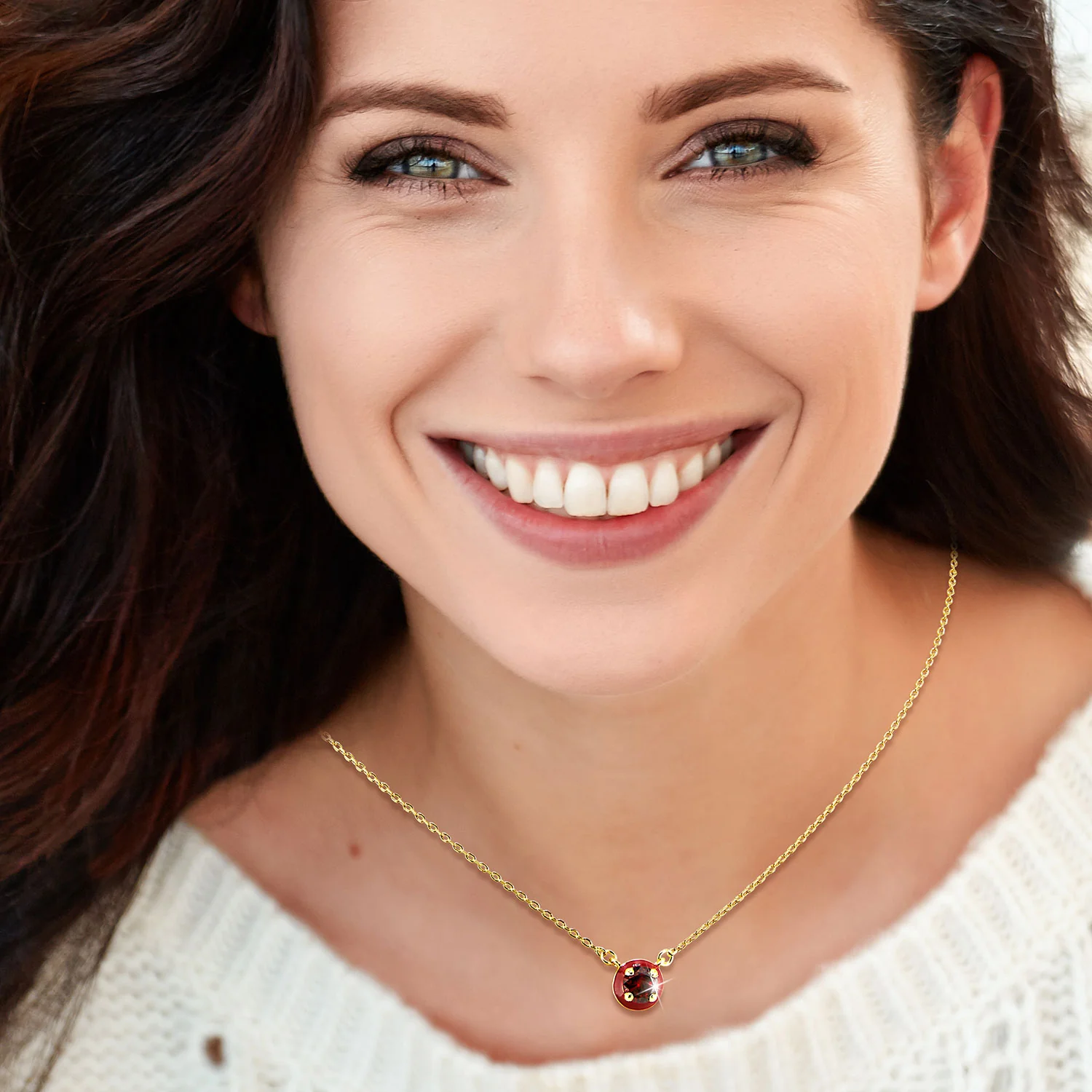 Round Birthstone and Enamel Necklace - Image 4