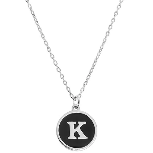 Round Enamel Initial Necklace - Image 2