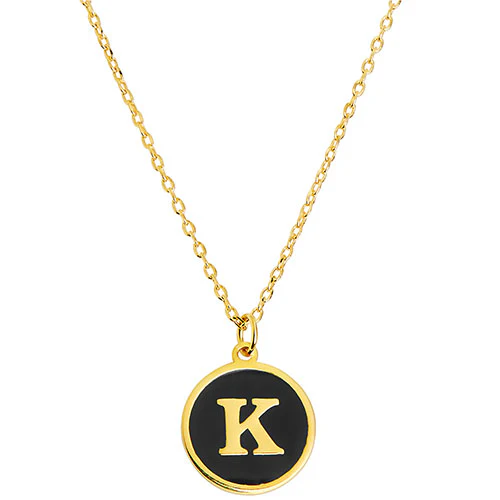 Round Enamel Initial Necklace - Image 4
