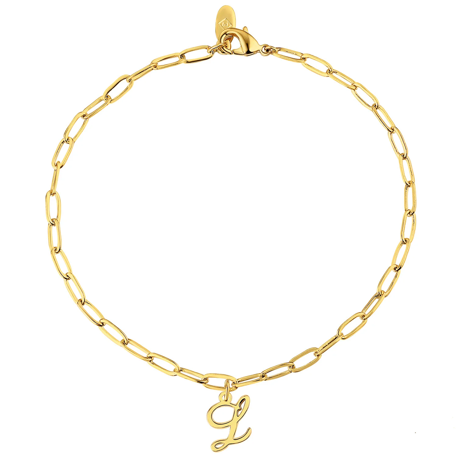 Script Initial Charm Paperclip Chain Bracelet - Image 3