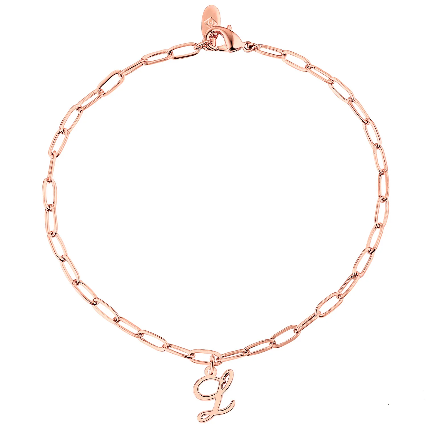 Script Initial Charm Paperclip Chain Bracelet - Image 4