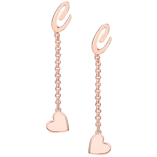 Script Initial Earring with Heart Dangle Button Drop Earrings - Image 8