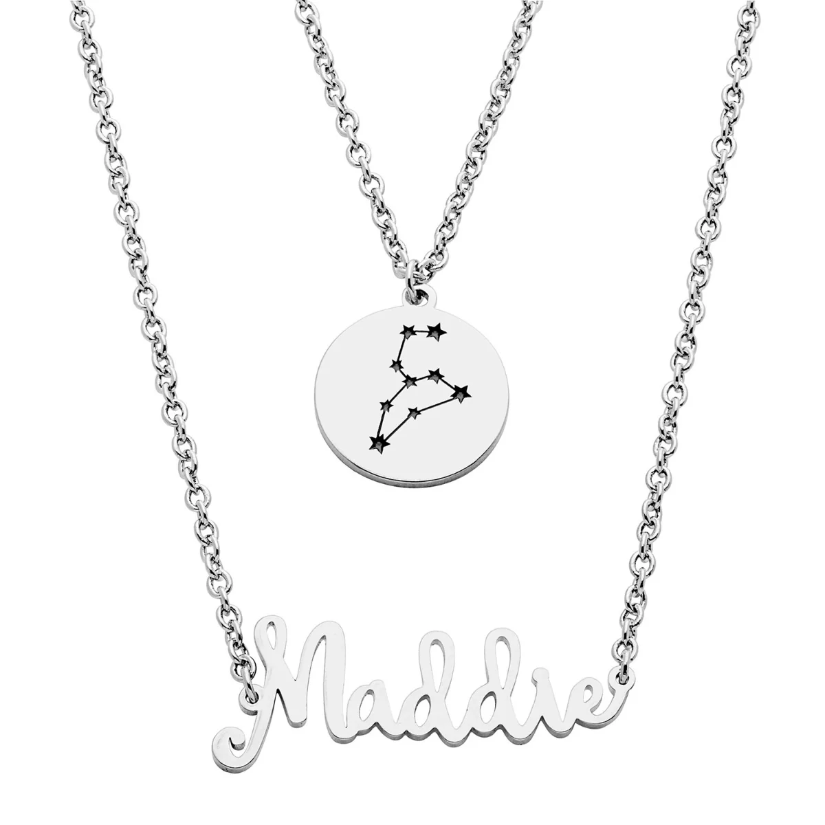 Script Name and Constellation Layered Disc Necklace - Image 2