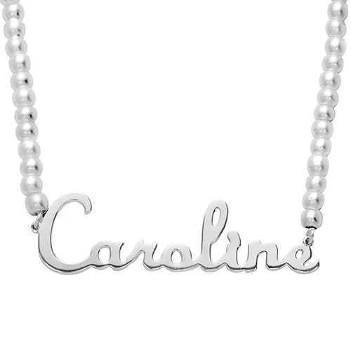 Script Name Glass Pearl Necklace - Image 2