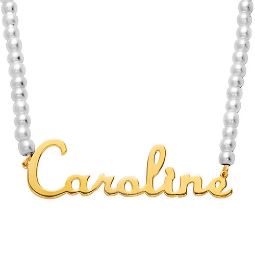 Script Name Glass Pearl Necklace - Image 4