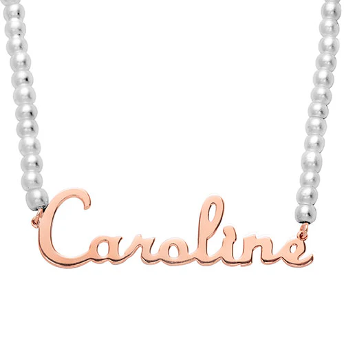 Script Name Glass Pearl Necklace - Image 6