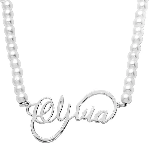 Script Name Infinity Glass Pearl Necklace - Image 2