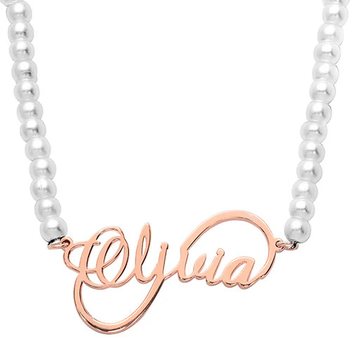 Script Name Infinity Glass Pearl Necklace - Image 6
