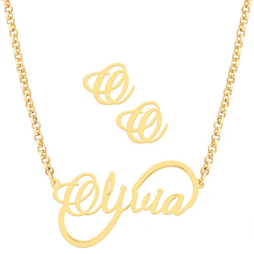 Script Name Infinity Necklace and Initial Earring Set - Image 5