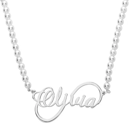 Script Name Infinity Shell Pearl Necklace - Image 2