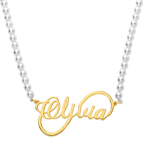 Script Name Infinity Shell Pearl Necklace - Image 4