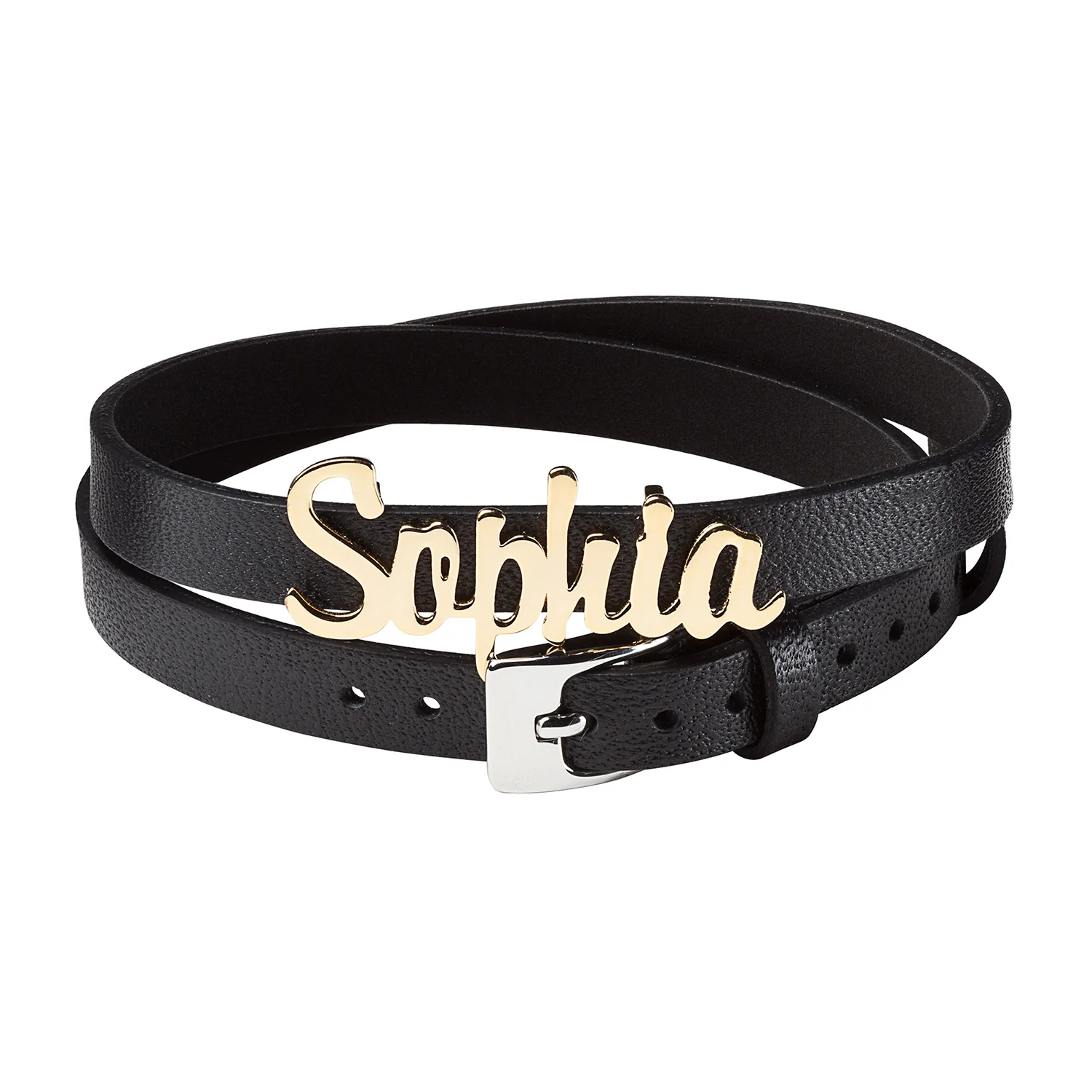 Script Name Leather Wrap Bracelet and Choker - Image 4