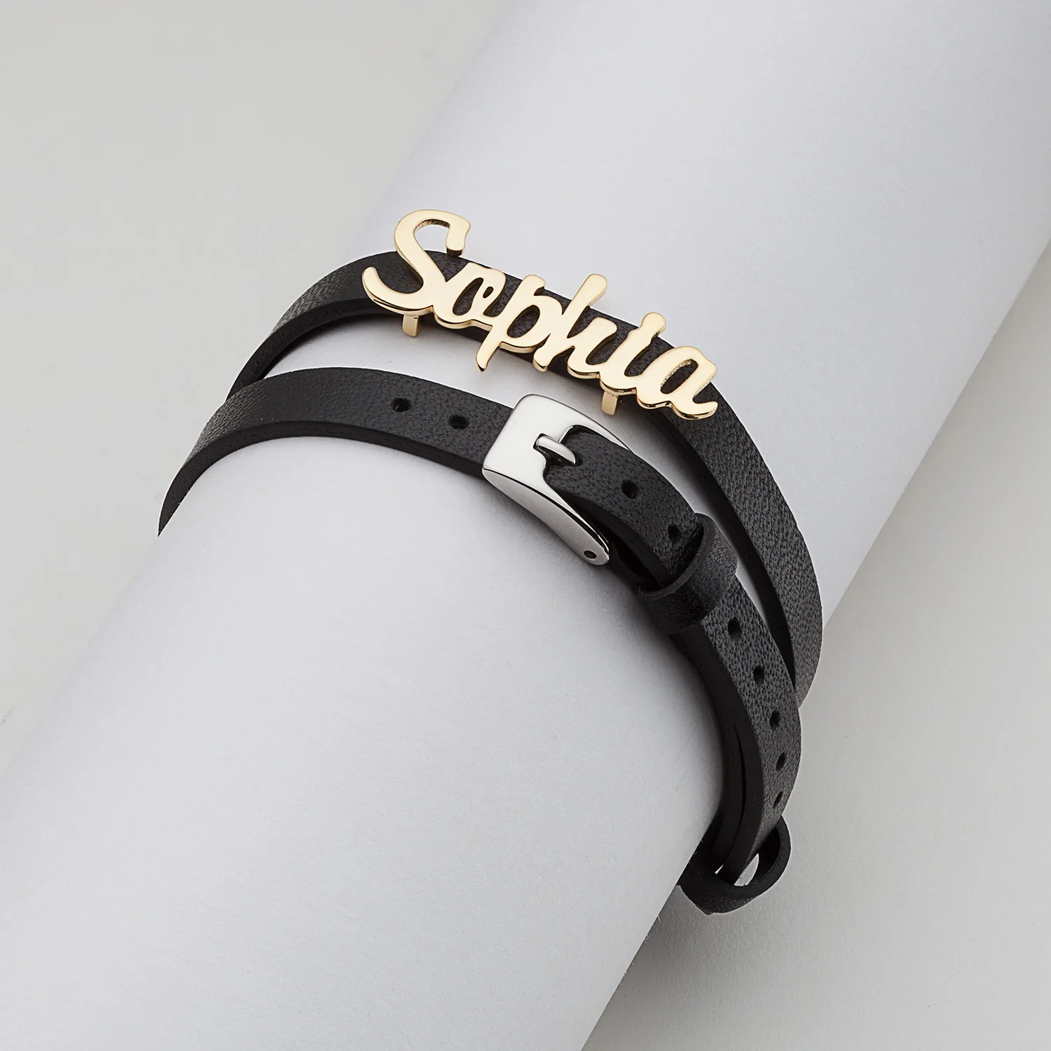 Script Name Leather Wrap Bracelet and Choker - Image 6