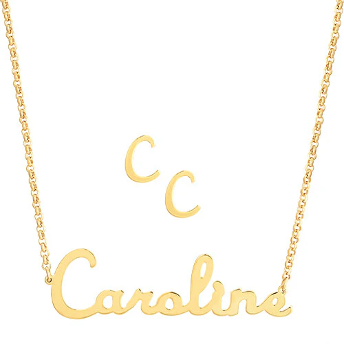 Script Name Necklace and Initial Earring Set - Image 5
