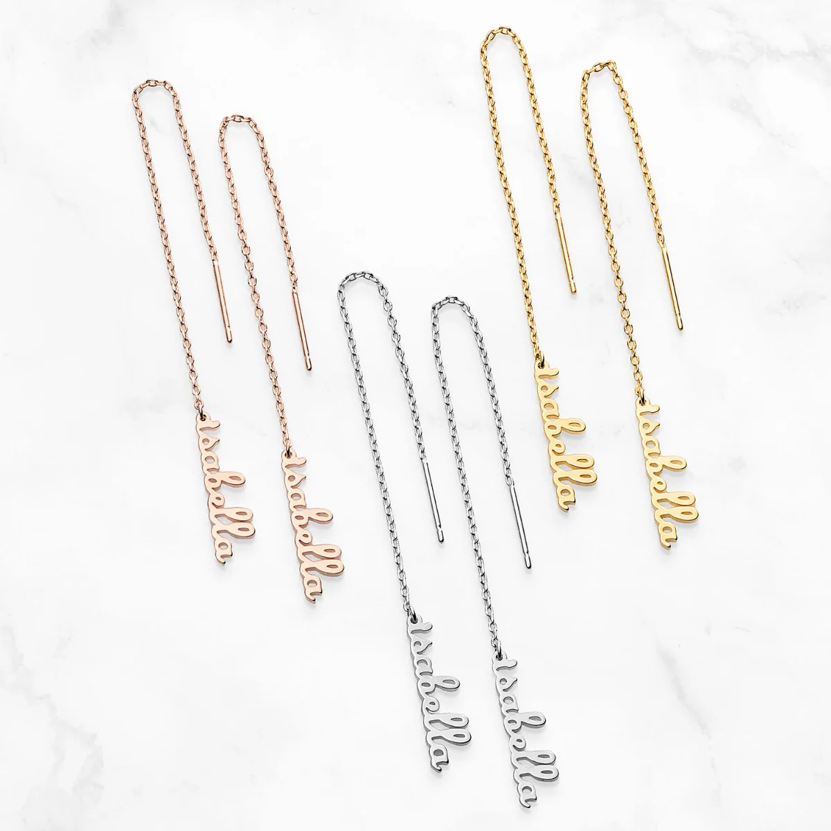 Script Name Threader Earrings - Image 2