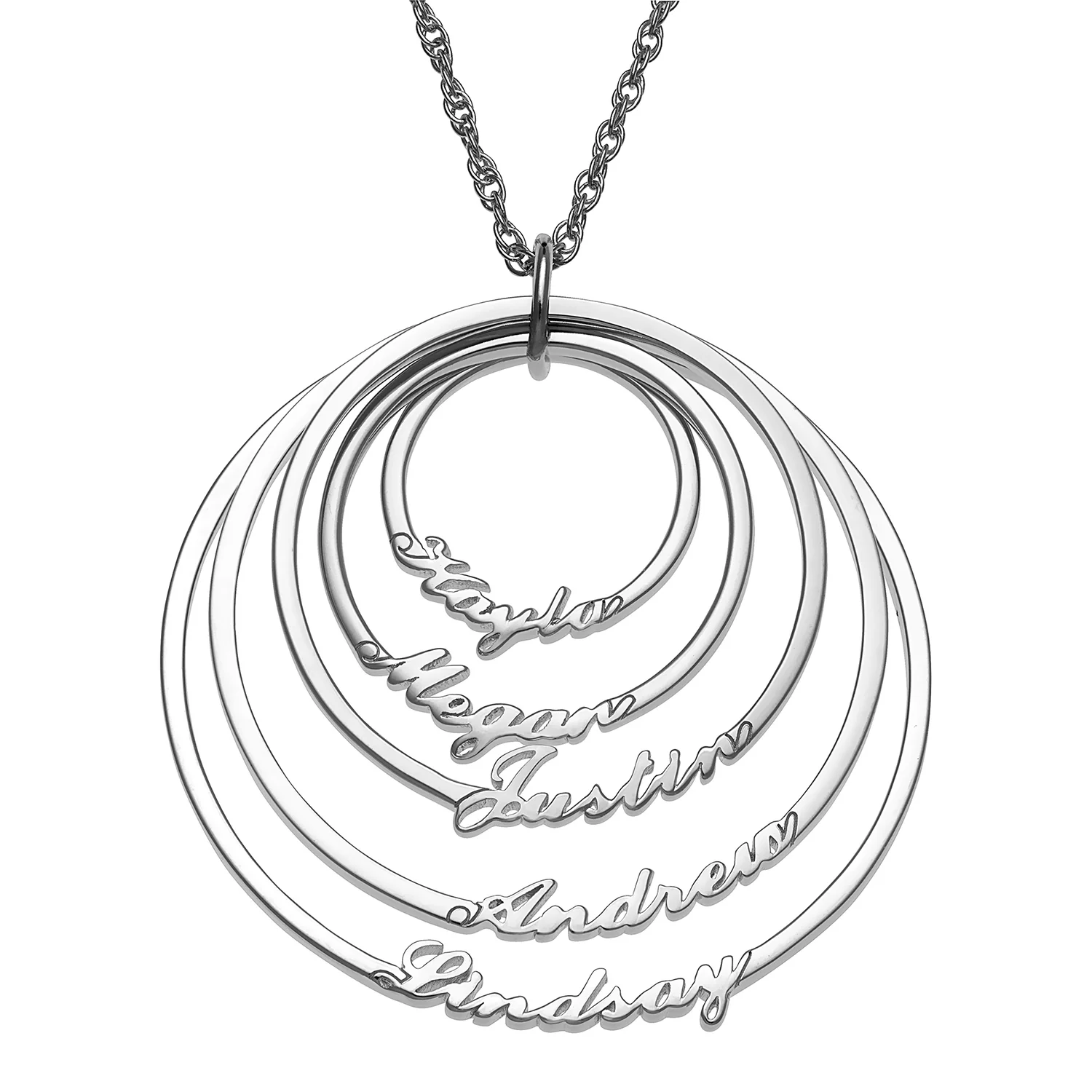 Script Name with Circle Necklace - 5 Names