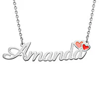 Script Name with Enamel Hearts Necklace - Image 5
