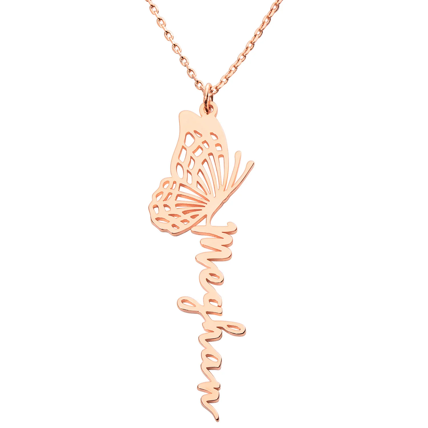 Script Name with Filigree Butterfly Necklace - Image 6