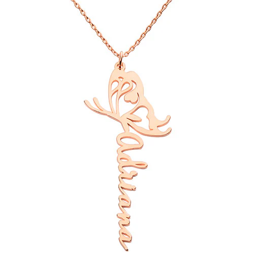 Script Name with Filigree Butterfly Necklace - Image 6