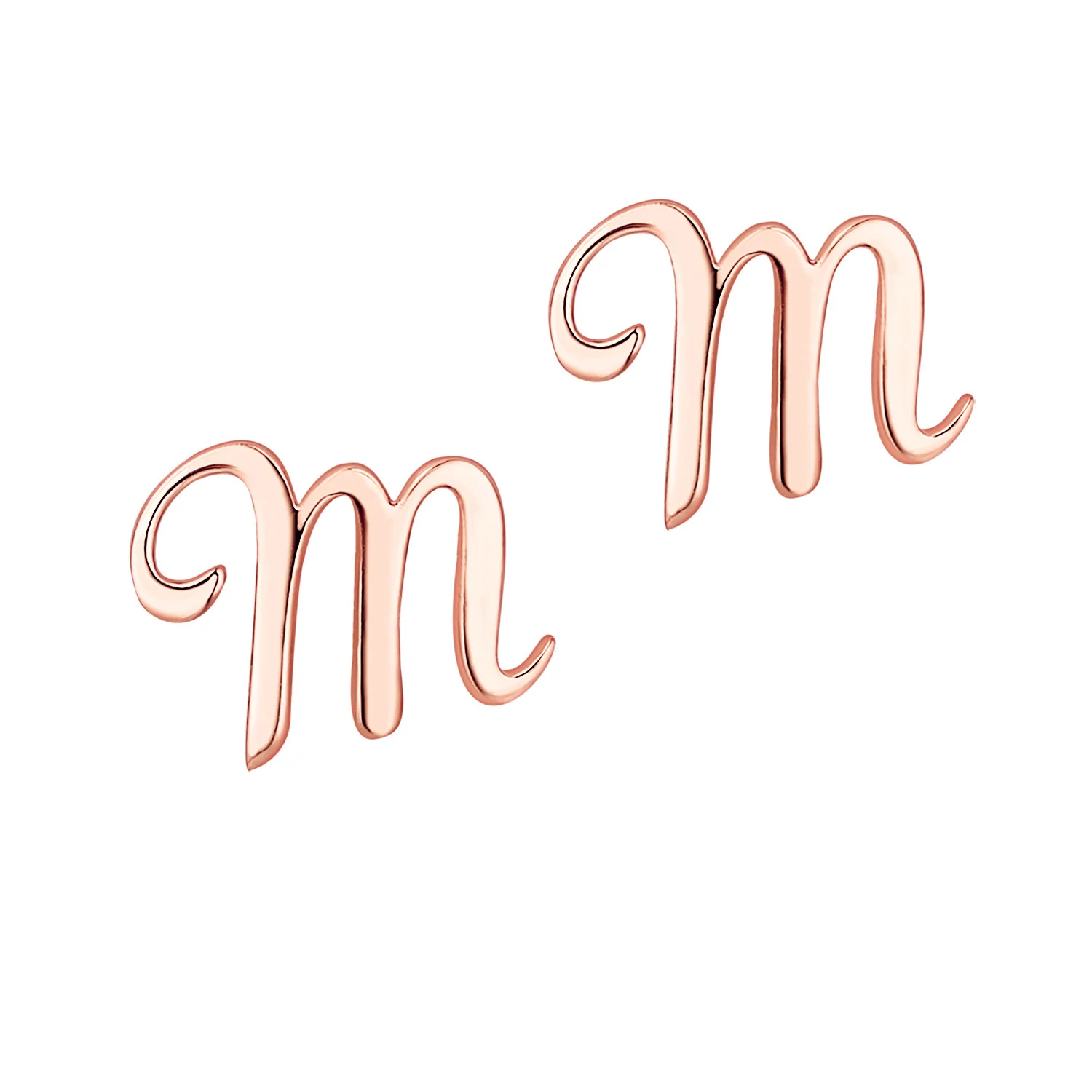 Scroll Fancy Script Initial Button Earrings - Image 5