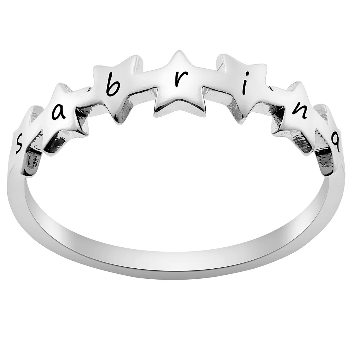 Sequence of Stars Silver Plated Name Ring