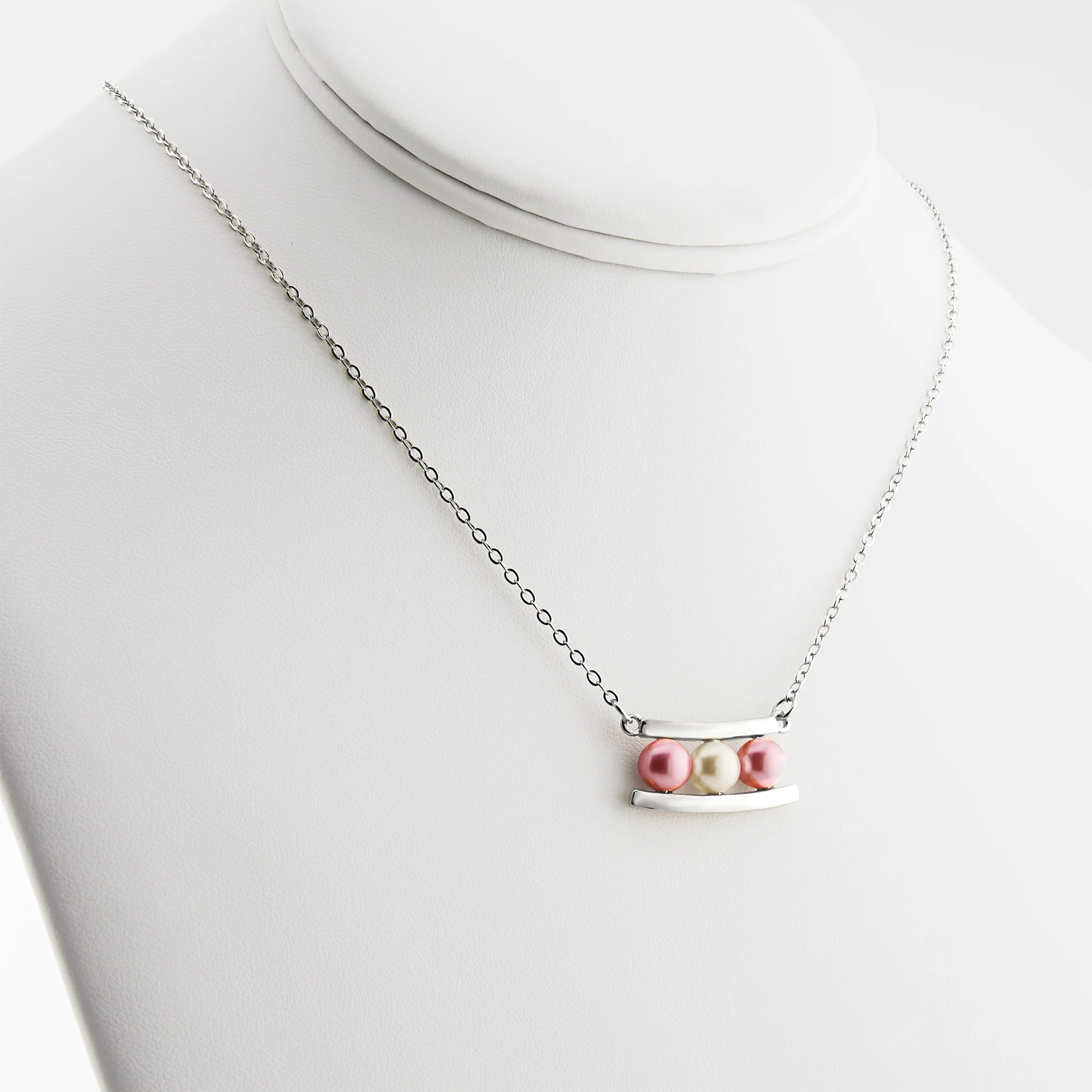 Silver Birthstone Shell Pearl Bar Necklace - Image 6