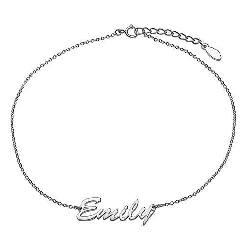 Silver Personalized Hollywood Script Name Anklet - Image 2
