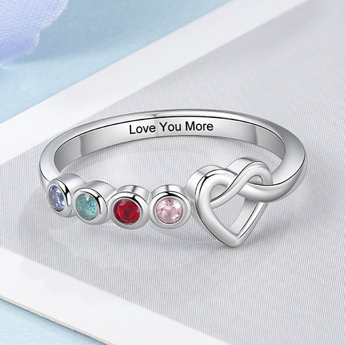 Silver Plated 4 Birthstone Love Knot Ring - Image 4