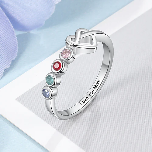Silver Plated 4 Birthstone Love Knot Ring - Image 5