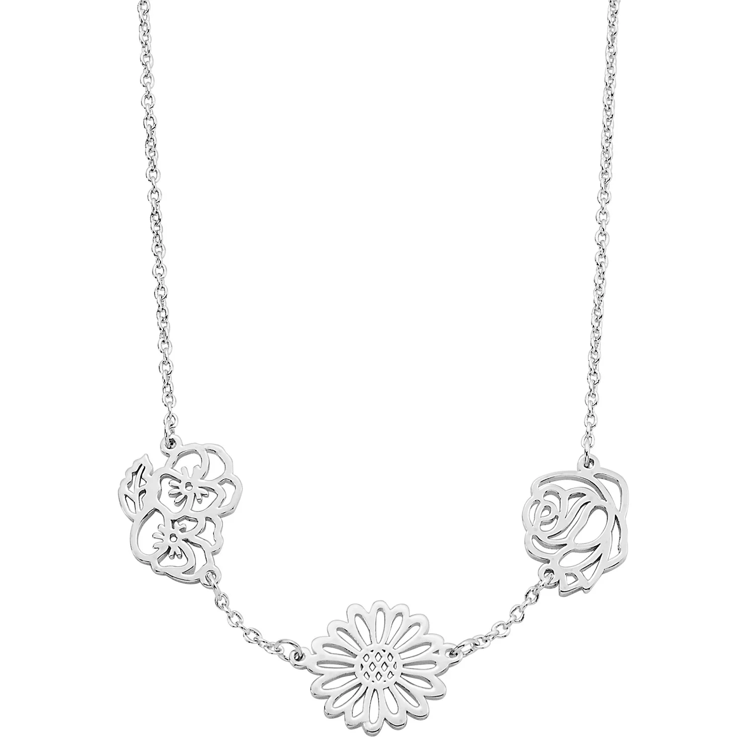Silver Plated Birthmonth Flower Station Necklace - Image 4