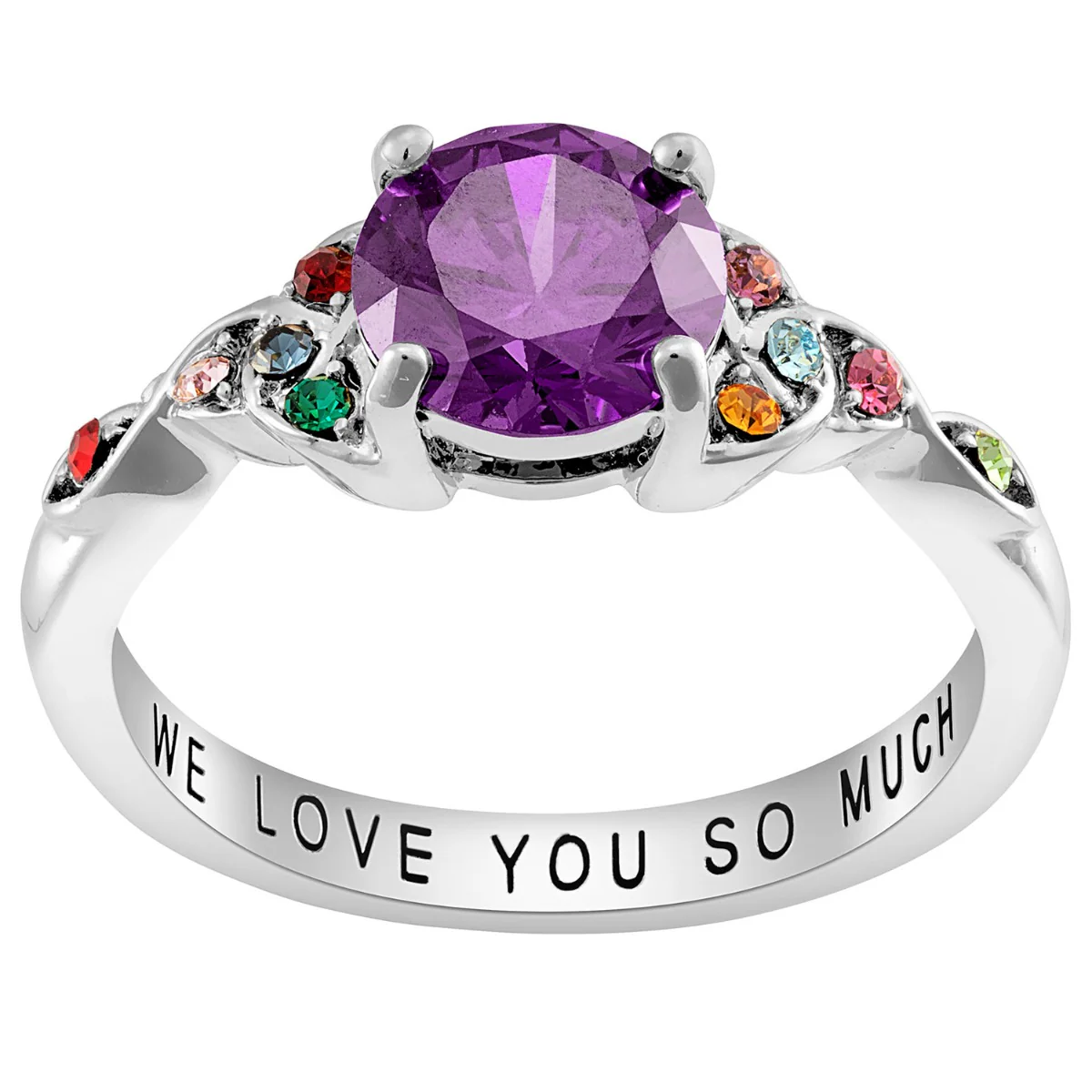 Silver Plated Birthstone Ring with Trinity Knot