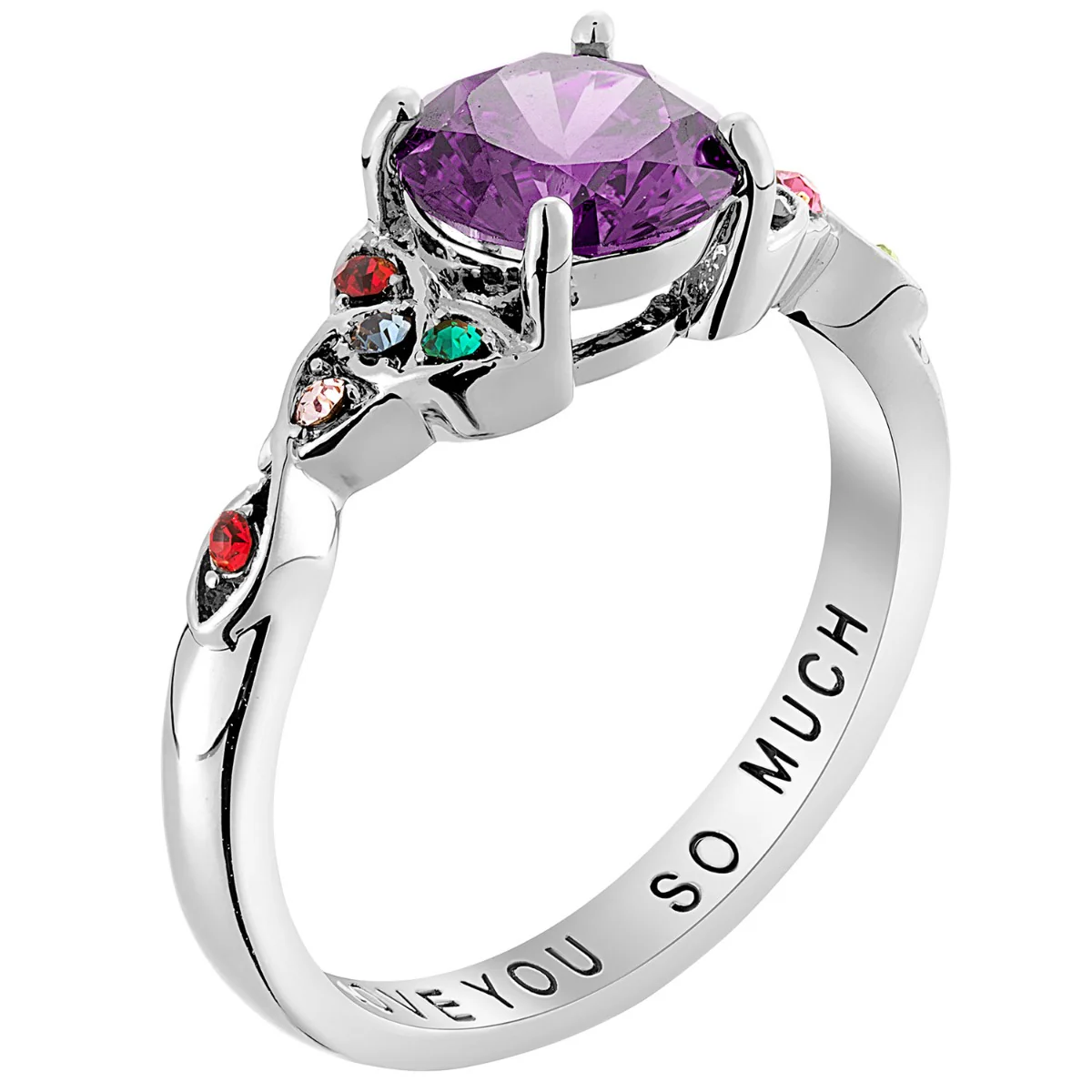 Silver Plated Birthstone Ring with Trinity Knot - Image 2