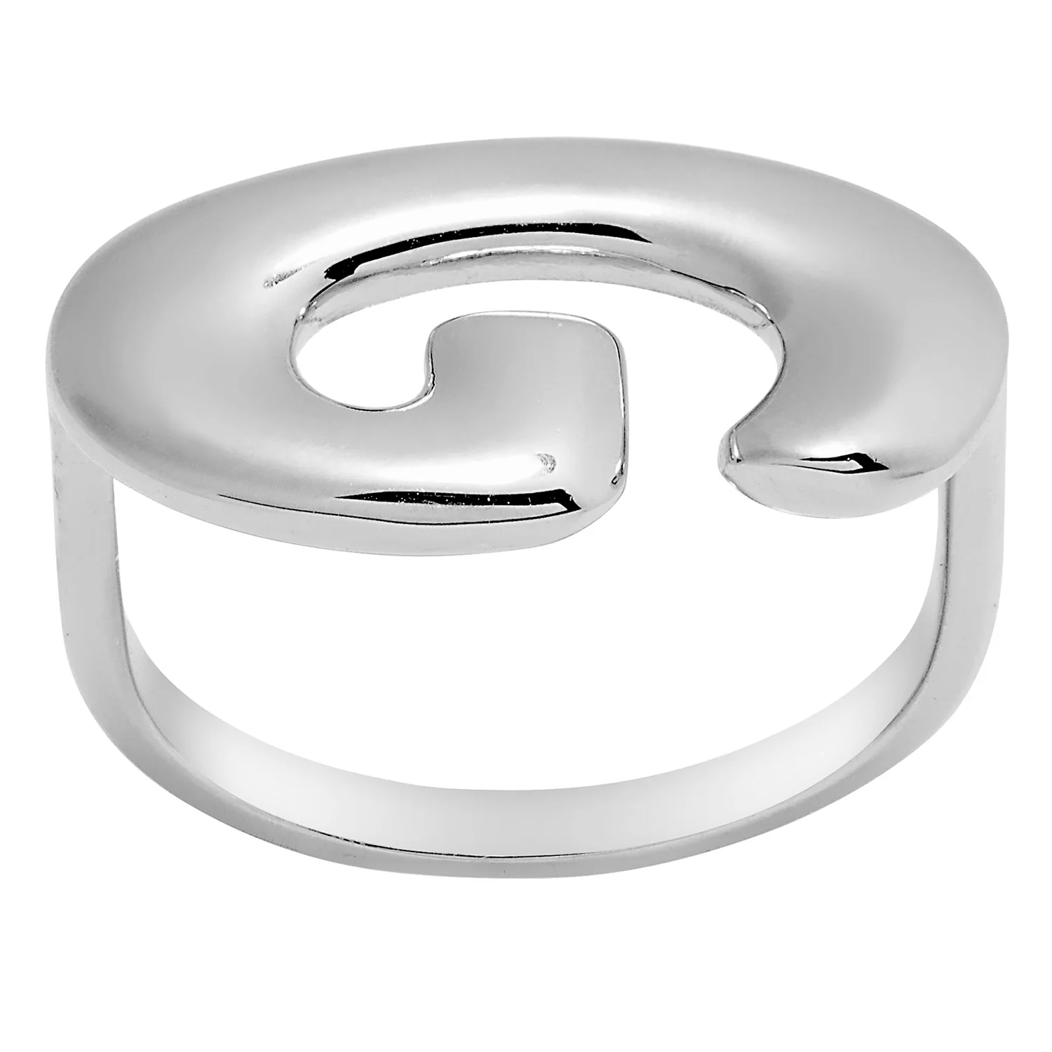Silver Plated Bold Balloon Letter Horizontal Initial Ring - Image 3