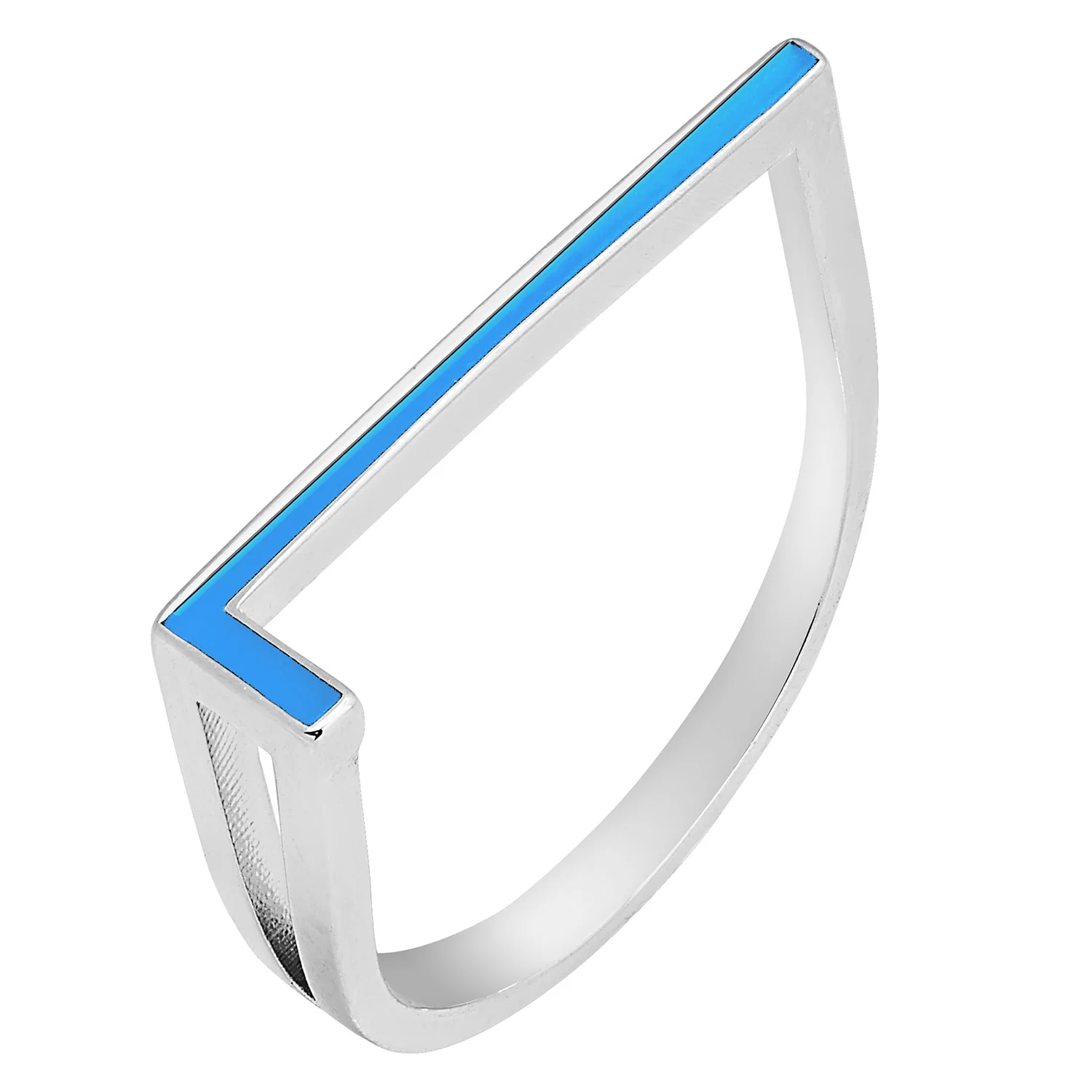 Silver Plated Bold Birthmonth Enamel Horizontal Initial Ring - Image 5