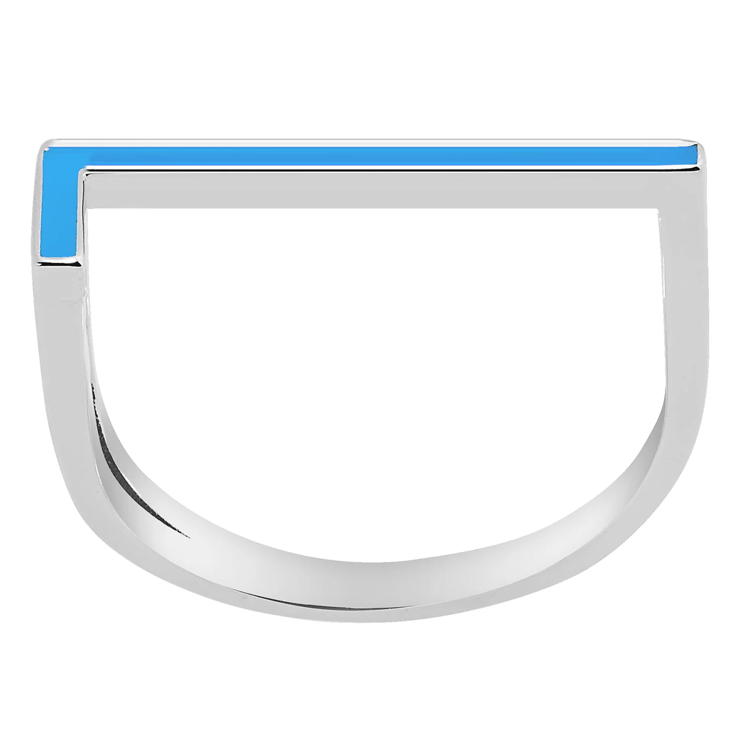 Silver Plated Bold Birthmonth Enamel Horizontal Initial Ring - Image 6