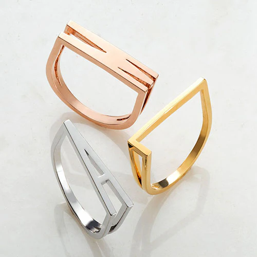 Silver Plated Bold Horizontal Initial Ring with Free Hoop Earrings - Image 10