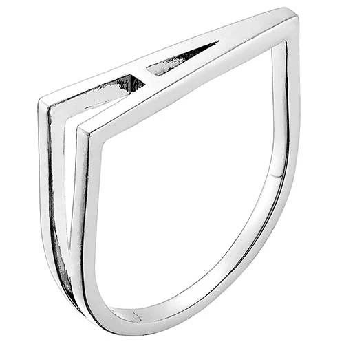Silver Plated Bold Horizontal Initial Ring with Free Hoop Earrings - Image 3