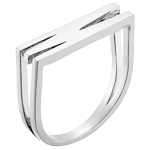 Silver Plated Bold Horizontal Initial Ring with Free Hoop Earrings - Image 7
