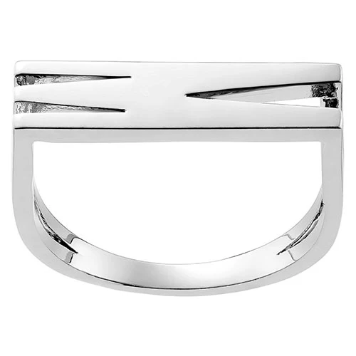 Silver Plated Bold Horizontal Initial Ring with Free Hoop Earrings - Image 9