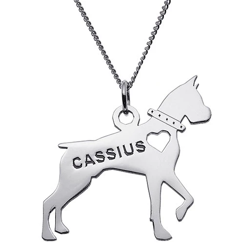 Silver Plated Boxer Silhouette Necklace