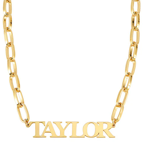 Silver Plated Cutout Name Thick Paper Clip Necklace - Image 3